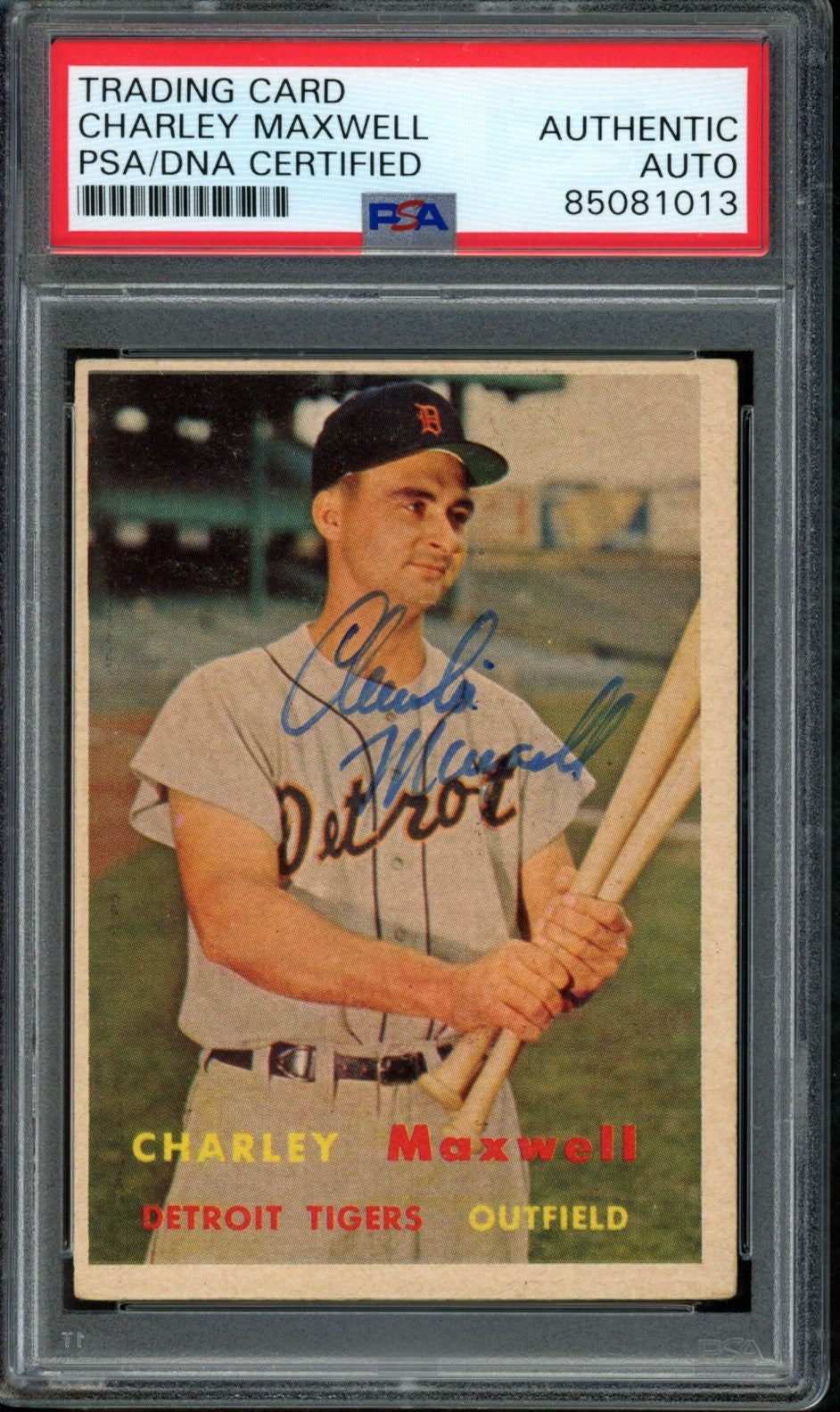 Charley Maxwell Signed 1957 Topps Card #205 Detroit Tigers PSA/DNA 184197