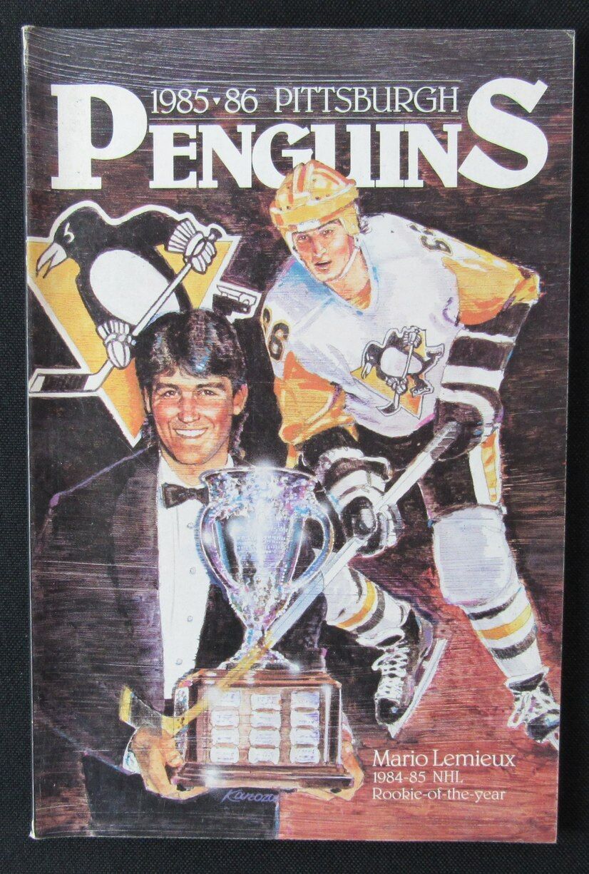 1985-86 Pittsburgh Penguins Media Guide Mario Lemieux on Cover