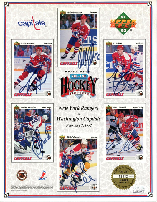 1991-92 Washington Capitals Upper Deck Team Set Signed by 6 JSA 180875