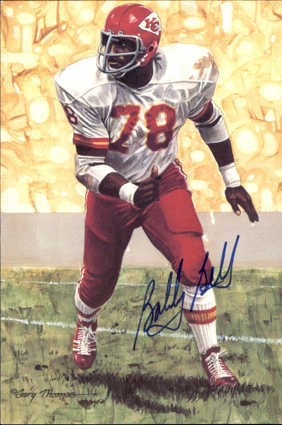 Bobby Bell HOF Autographed Goal Line Art GLAC Postcard Kansas City Chiefs JSA