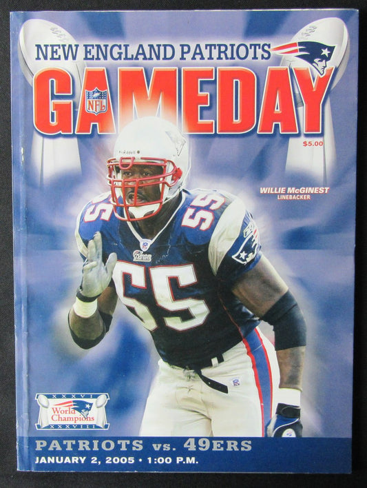 2005 1/2 New England Patriots vs. SF 49ers Game Program Tom Brady 176283