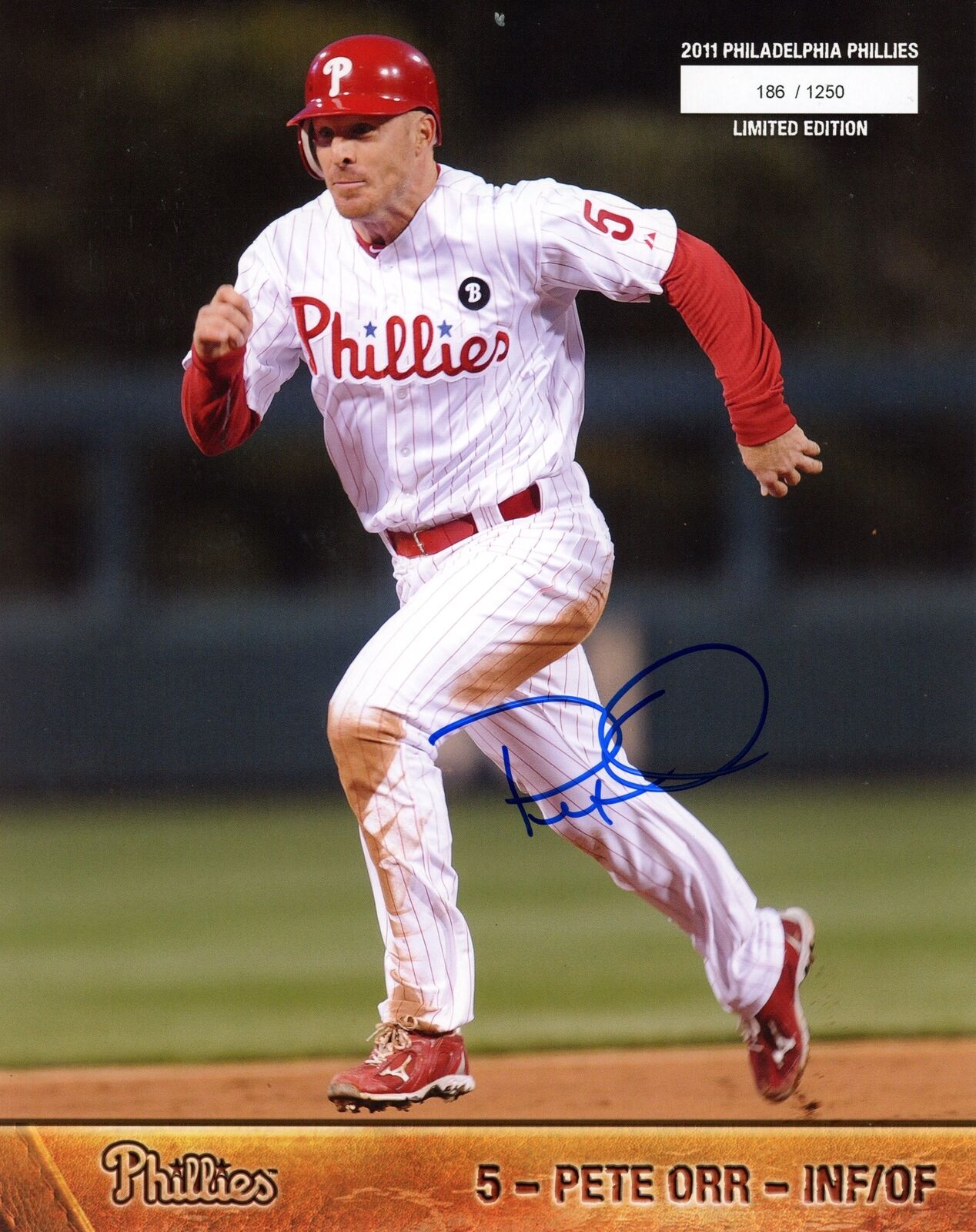 Pete Orr Autographed 2011 8x10 Phillies Phan Photo