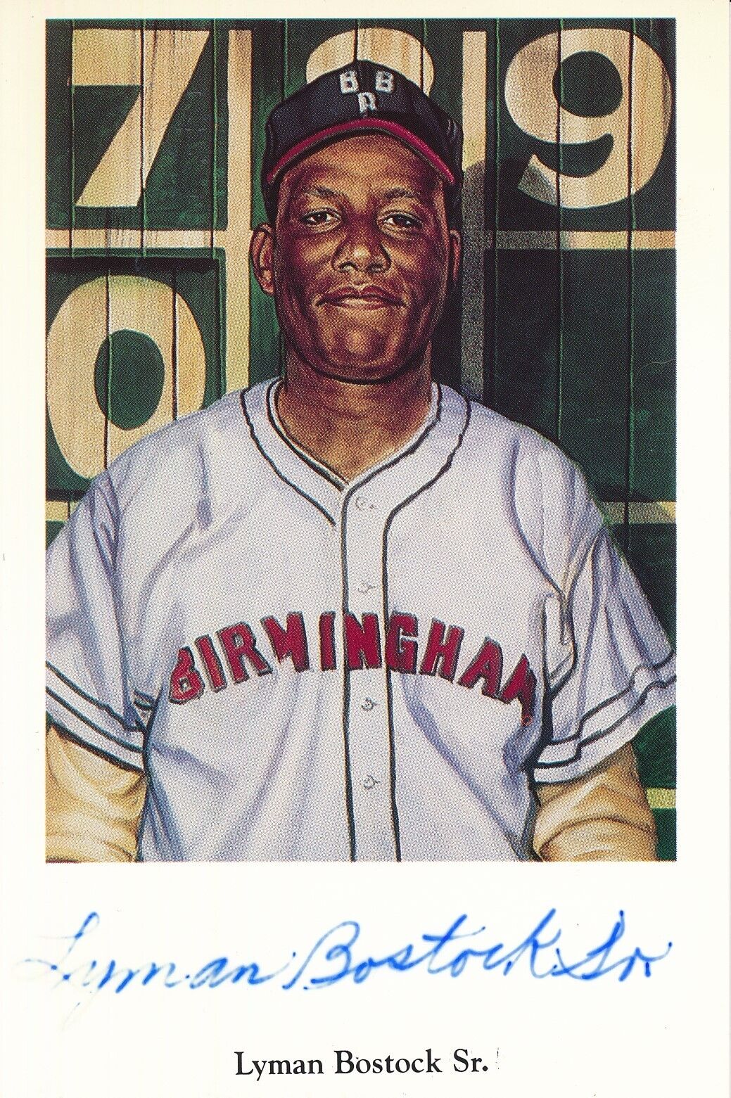 Lyman Bostock Sr. Signed Negro League - Black Barons Ron Lewis Post Card 181232