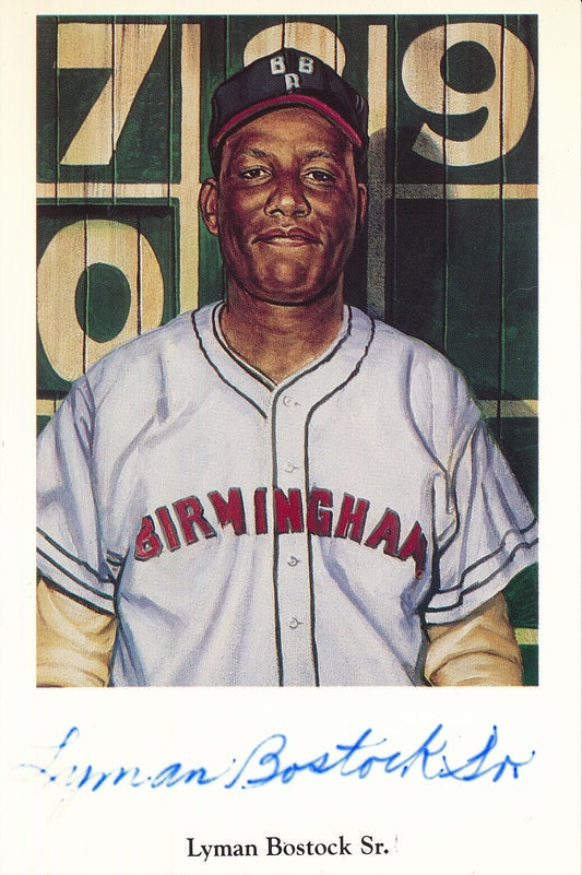 Lyman Bostock Sr. Signed Negro League - Black Barons Ron Lewis Post Card 181232