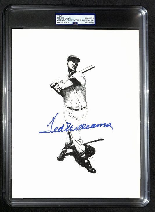 Ted Williams Signed/Auto 8x10 Photo/Print Red Sox PSA/DNA Slabbed 193019