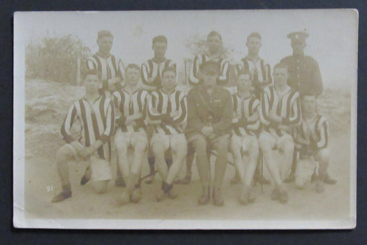 Vintage World War 1 British Army Soccer Team Photo Postcard