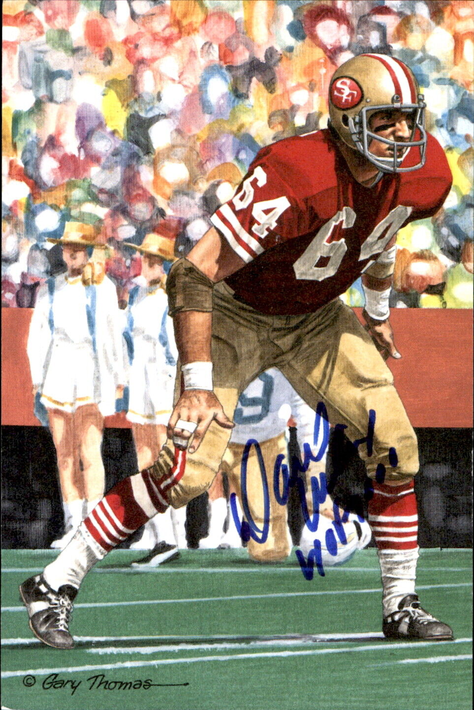 Dave Wilcox HOF Autographed/Inscribed Goal Line Art GLAC Postcard 49ers JSA