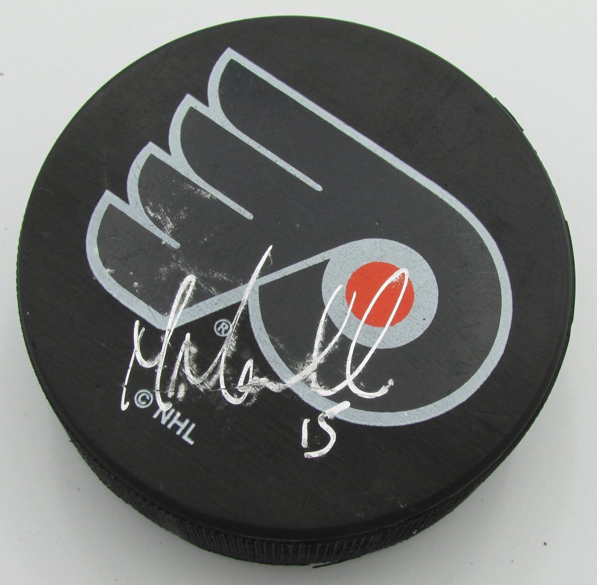 Mike Maneluk Philadelphia Flyers Autographed/Signed Flyers Logo Puck 140684