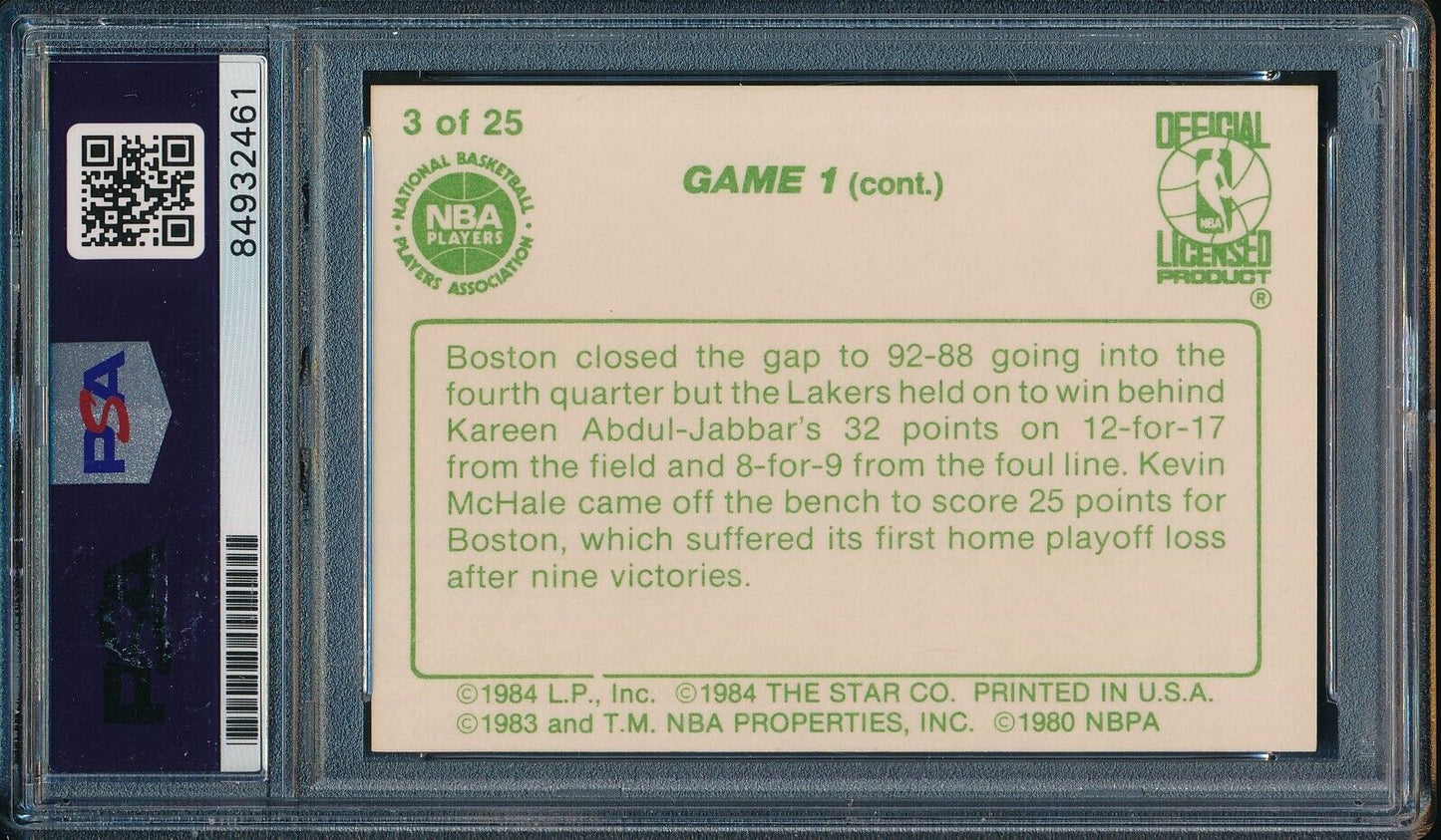 1984 Star Co. #3 Signed/Autographed Kevin McHale HOF Boston Celtics PSA/DNA