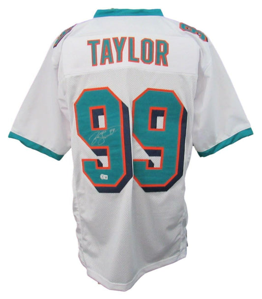 Jason Taylor Signed/Autographed Dolphins White Custom Jersey Beckett 159713