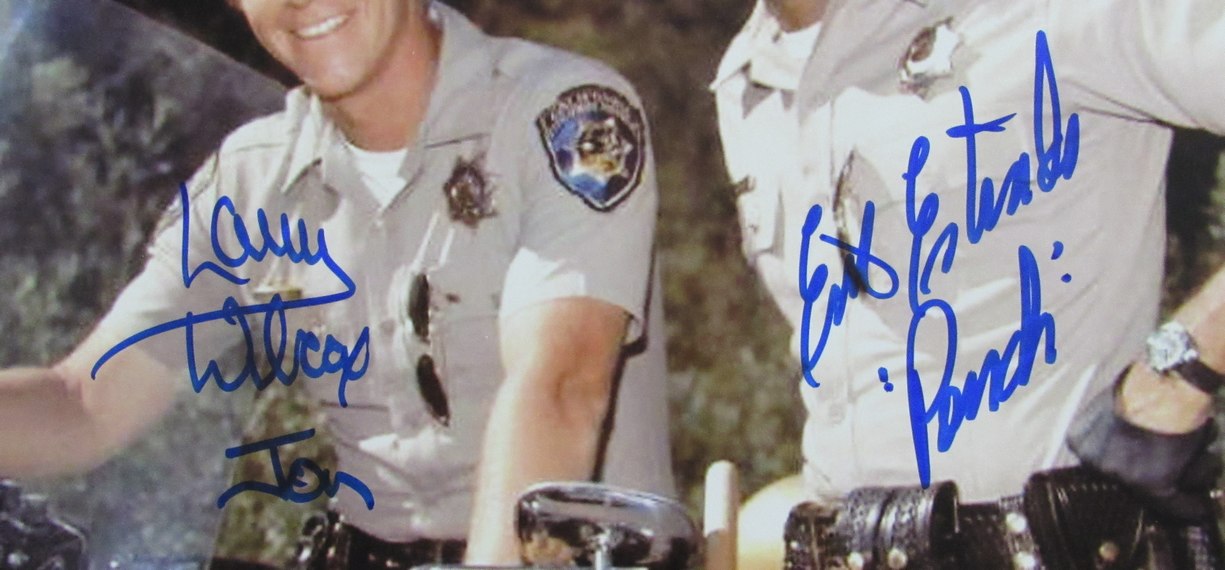 Larry Wilcox/Erik Estrada Dual-Signed/Inscr 11x14 Photo "Chips" Beckett 183370