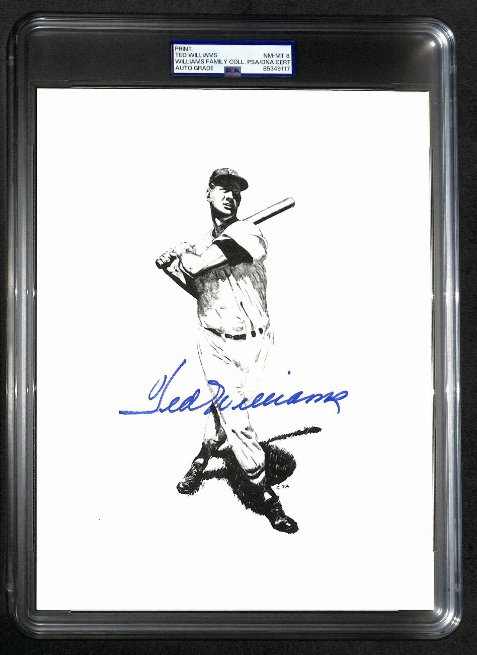 Ted Williams Signed/Auto 8x10 Photo/Print Red Sox PSA/DNA Slabbed 193008