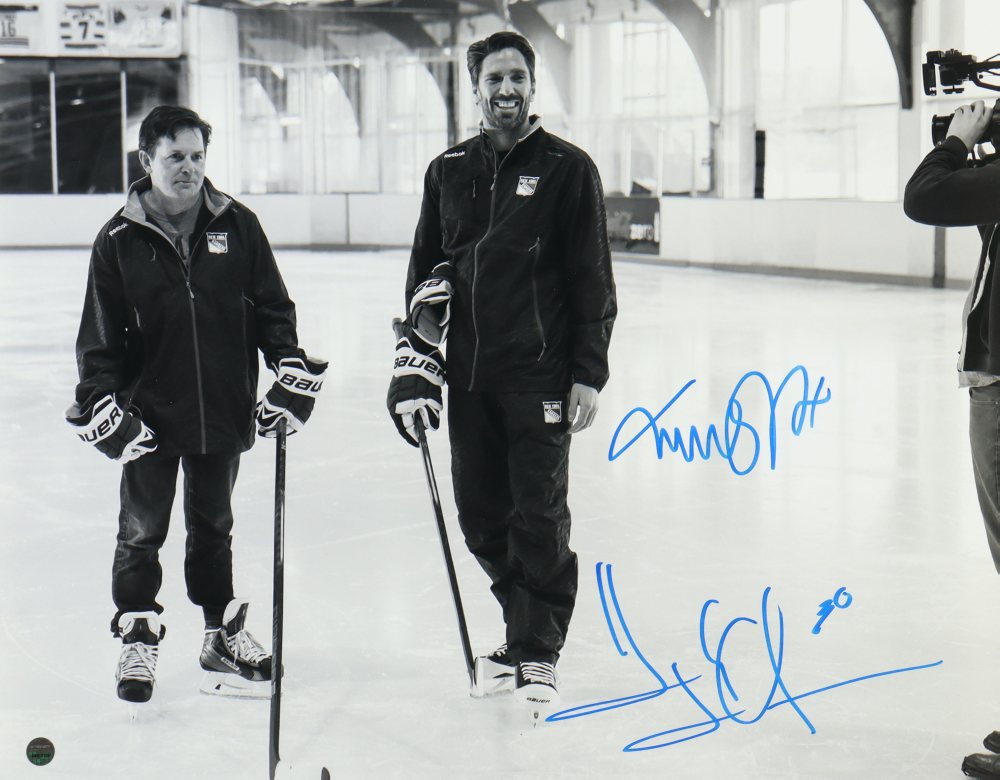 Henrik Lundqvist & Michael J. Fox Dual Signed/Auto 11x14 Photo Steiner 188760