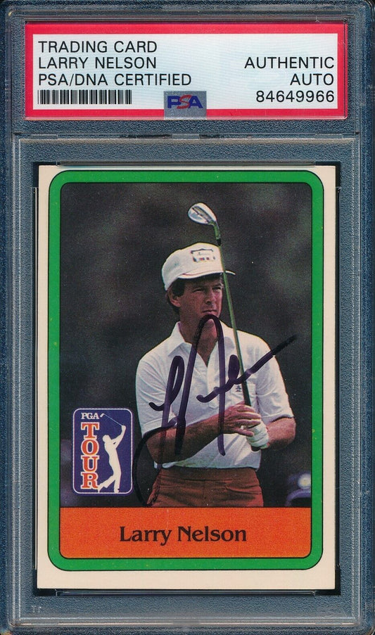 1981 DONRUSS PGA Larry Nelson #11 Authentic Card Signed PSA/DNA 176016