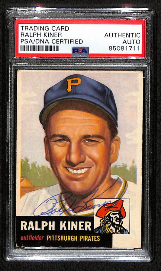 Ralph Kiner HOF Signed 1953 Topps Card #191 Pittsburgh Pirates PSA/DNA 184514