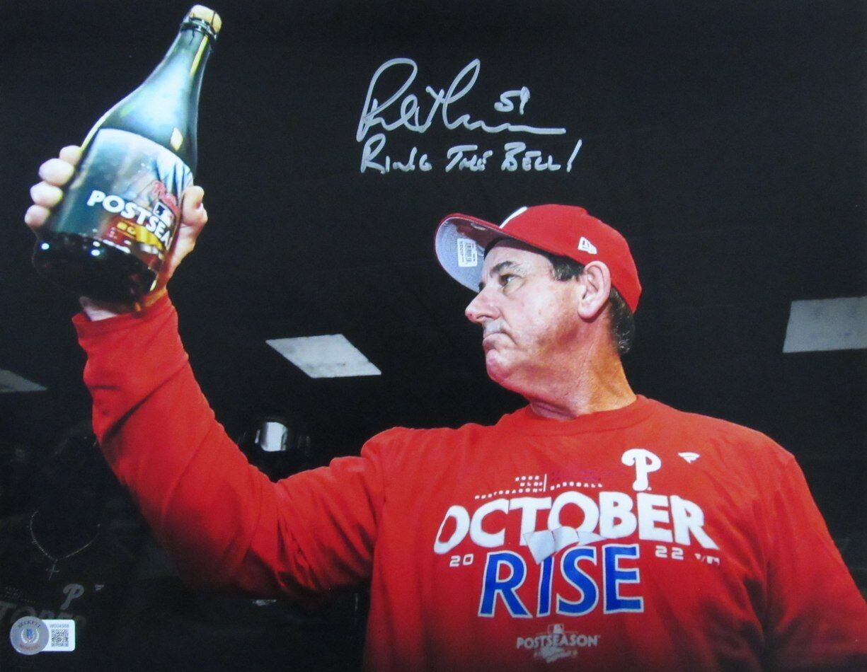 Rob Thomson Autographed/Inscr 11x14 Photo Philadelphia Phillies Manager Beckett