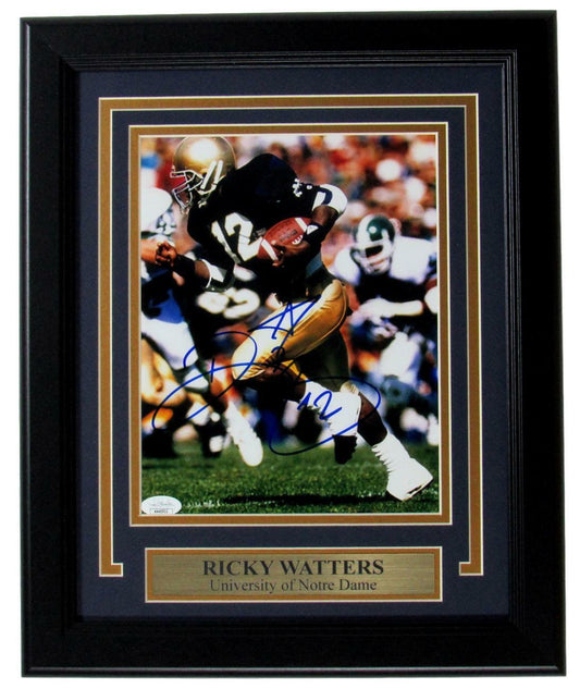 Ricky Watters Notre Dame Signed/Autographed 8x10 Photo Framed JSA 149970