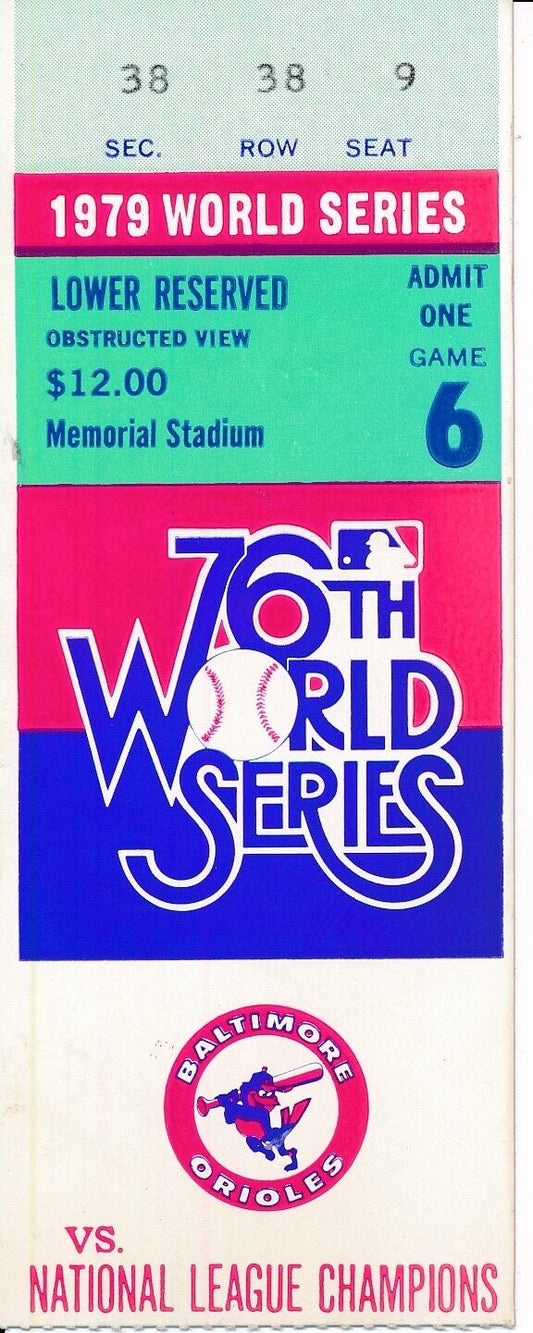 1979 World Series Orioles vs. Pirates Lower Reserved Ticket Stub 155746