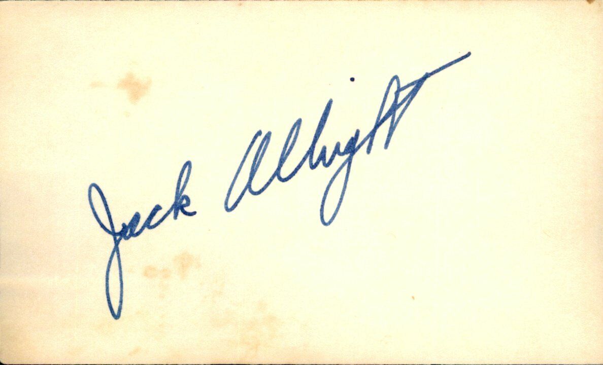 Jack Albright Philadelphia Athletics d.1991 Signed/Auto  3x5 Index Card 162573