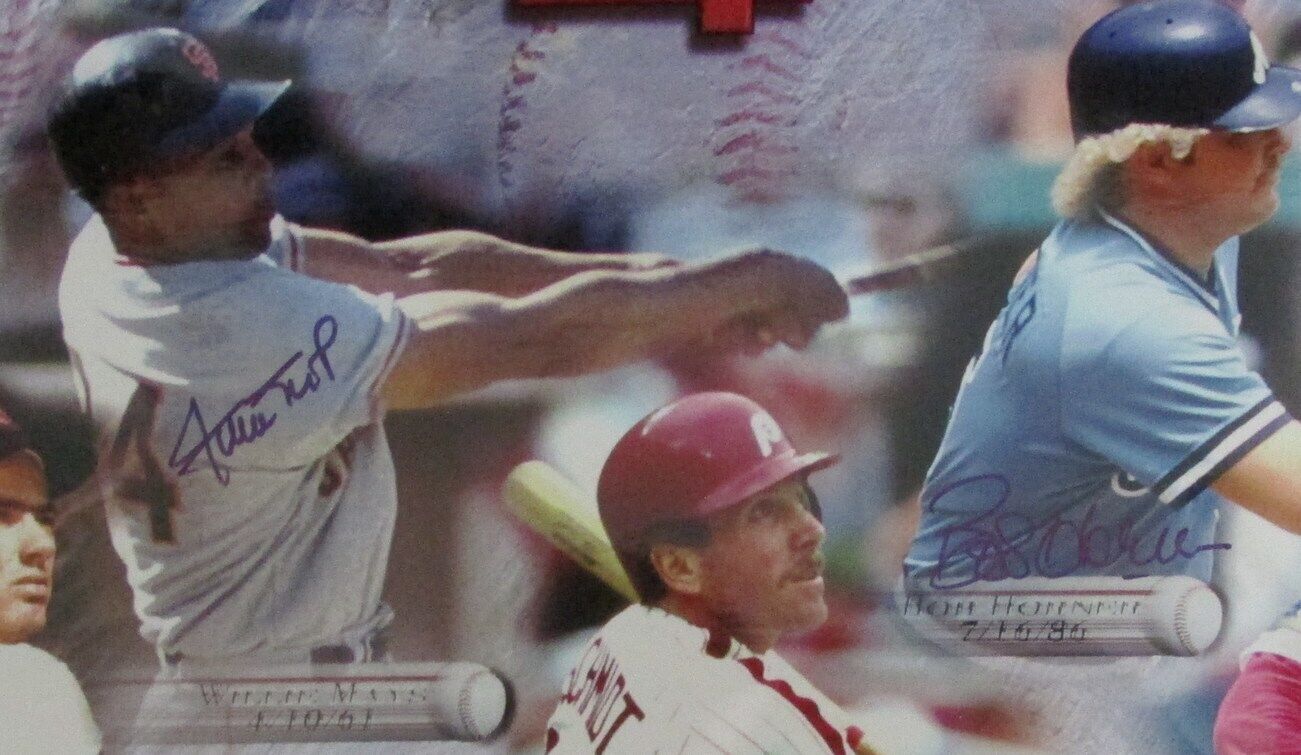 One Game 4 Home Runs Willie Mays Mike Schmidt + Autographed 11x14 Photo  Steiner