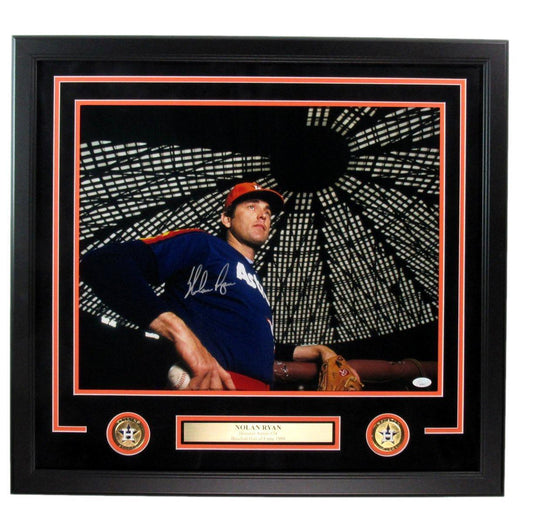 Nolan Ryan HOF Autographed 16x20 Photo Houston Astros Framed JSA 181165