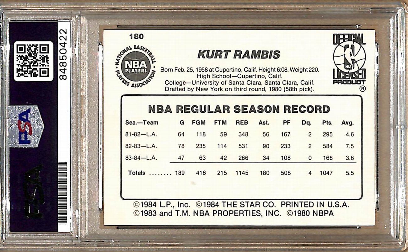 1984-85 Star Company #180 Kurt Rambis Lakers Signed/Auto Card PSA/DNA 178932