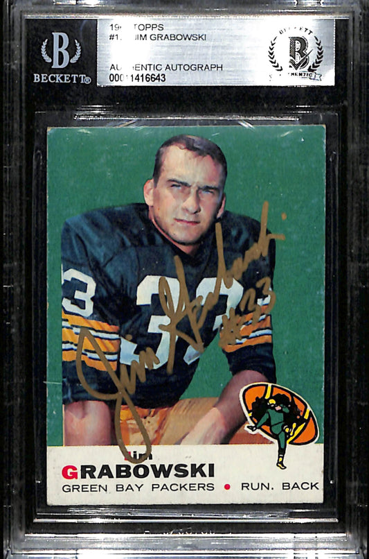 Jim Grabowski Signed 1969 Topps Card #124 Green Bay Packers BAS/Beckett 184900