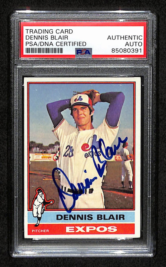 Dennis Blair Signed 1976 Topps Card #642 Montreal Expos PSA/DNA 184420