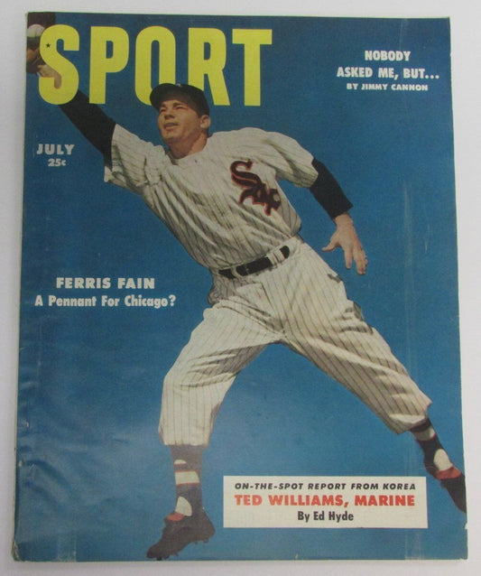 1953 Sport Magazine July Ferris Fain Chicago White Sox  on Cover NO LABEL 136147