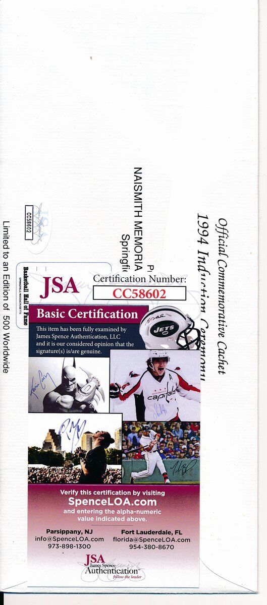 Chuck Daly Autographed/Signed 1994 Naismith HOF Cachet/Envelope JSA 126749