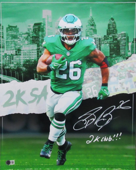 Saquon Barkley Signed/Inscribed "2K Club!!!" 16x20 Photo Eagles Beckett 192680