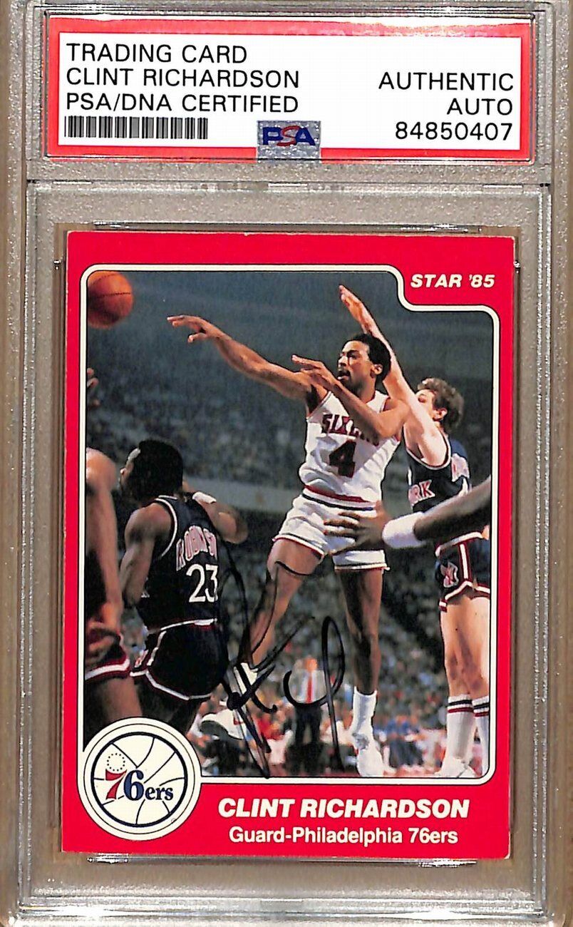 1984-85 Star Company #208 Clint Richardson 76ers Signed Card PSA/DNA 178895