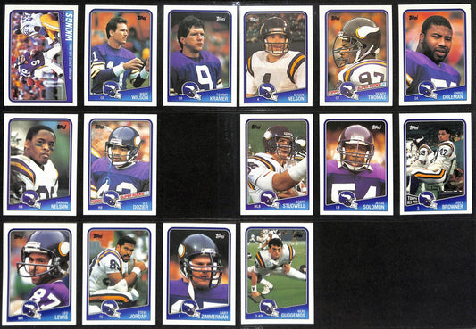 1988 TOPPS Football Minnesota Vikings  Complete Team Set 15/15 Cards 189278