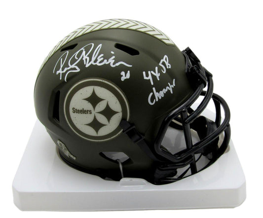 Rocky Bleier Autographed/Inscribed Salute to Service Mini Helmet Steelers JSA