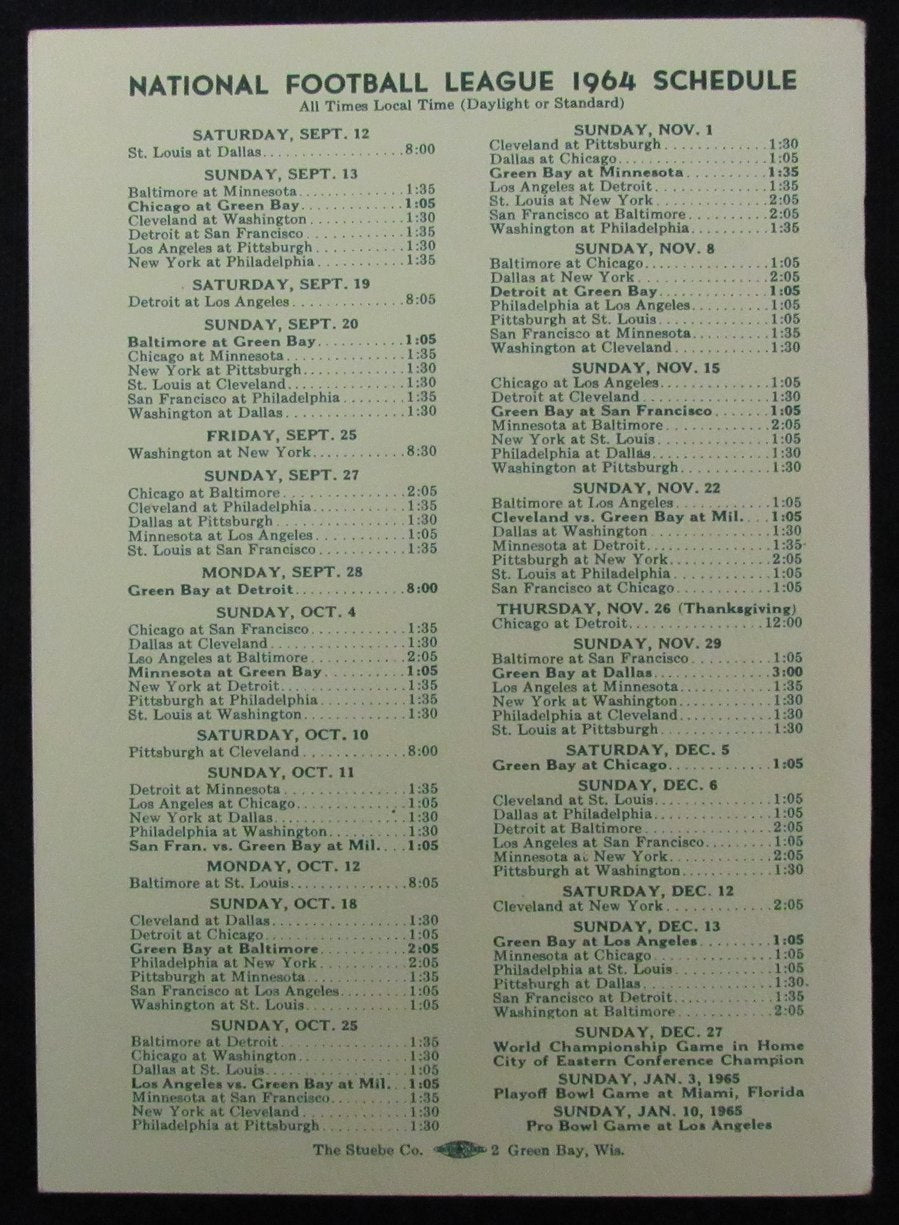 1964 Green Bay Packers Media/Press Guide 188820