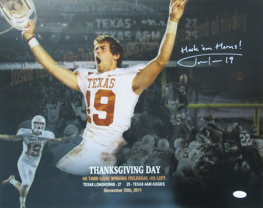 Justin Tucker Texas Signed/Autographed 16x20 Spotlight Photo JSA 156863