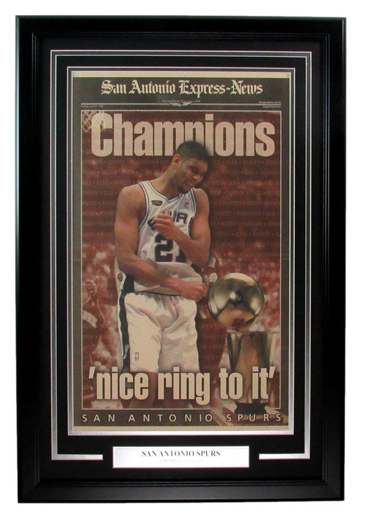 1999 San Antonio Express Newspaper Spurs NBA Champions Framed 188976