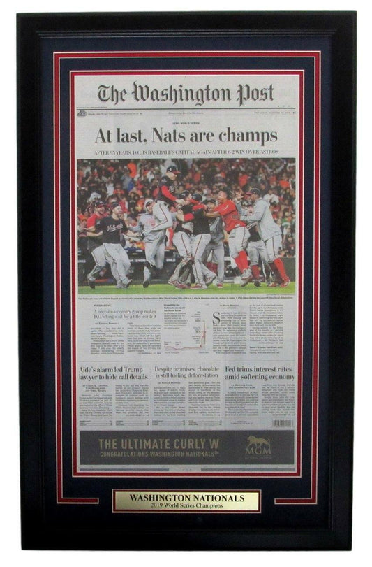 Washington Post Newspaper Nationals World Series Champions 2019 Framed 147571