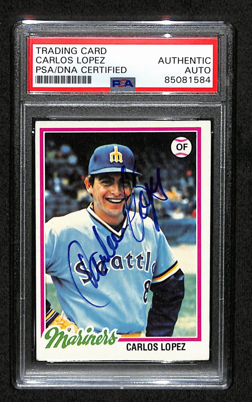 Carlos Lopez Signed 1978 Topps Card #166 Seattle Mariners PSA/DNA 184555