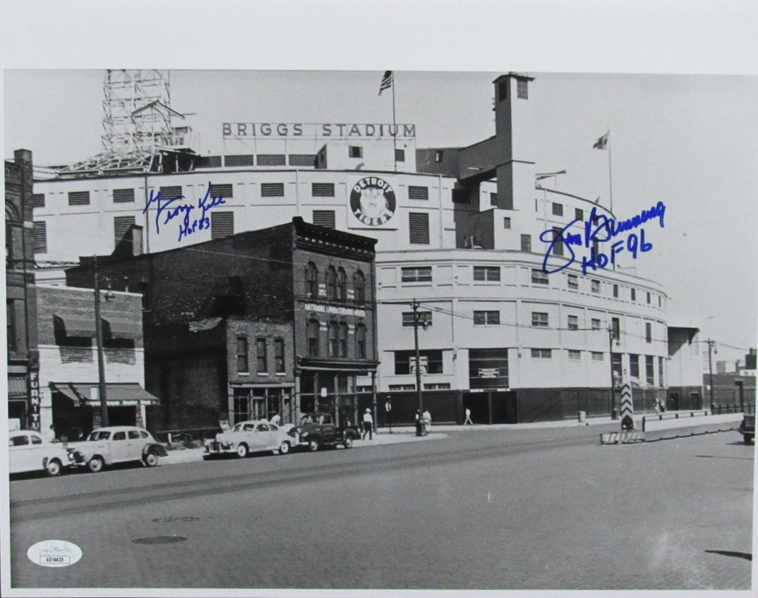 George Kell /Jim Bunning Signed/Inscribed 11x14 Photo Briggs Stadium JSA 186132