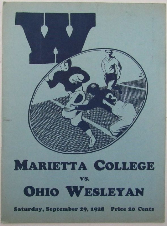 1928 Marrietta College vs. Ohio Wesleyan Football Game Program 9/29/28 130335