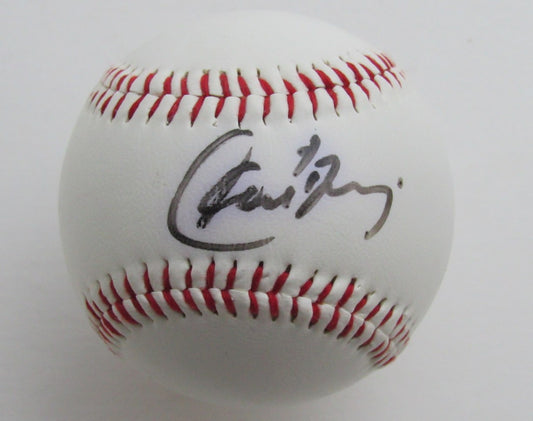 Carlos Baerga Signed 1995 World Series Logo Baseball Cleveland Indians 180548