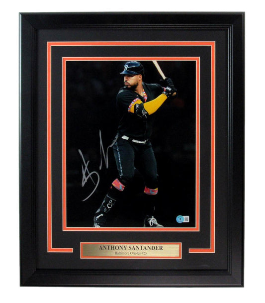 Anthony Santander Signed 11x14 Photo Baltimore Orioles Framed Beckett 186398