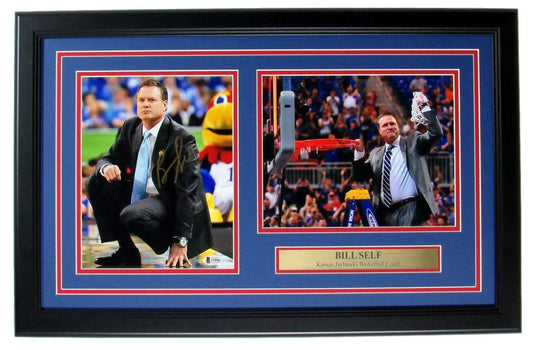 Bill Self KANSAS JAYHAWKS Signed 8x10 Photo Collage Framed Beckett 148810