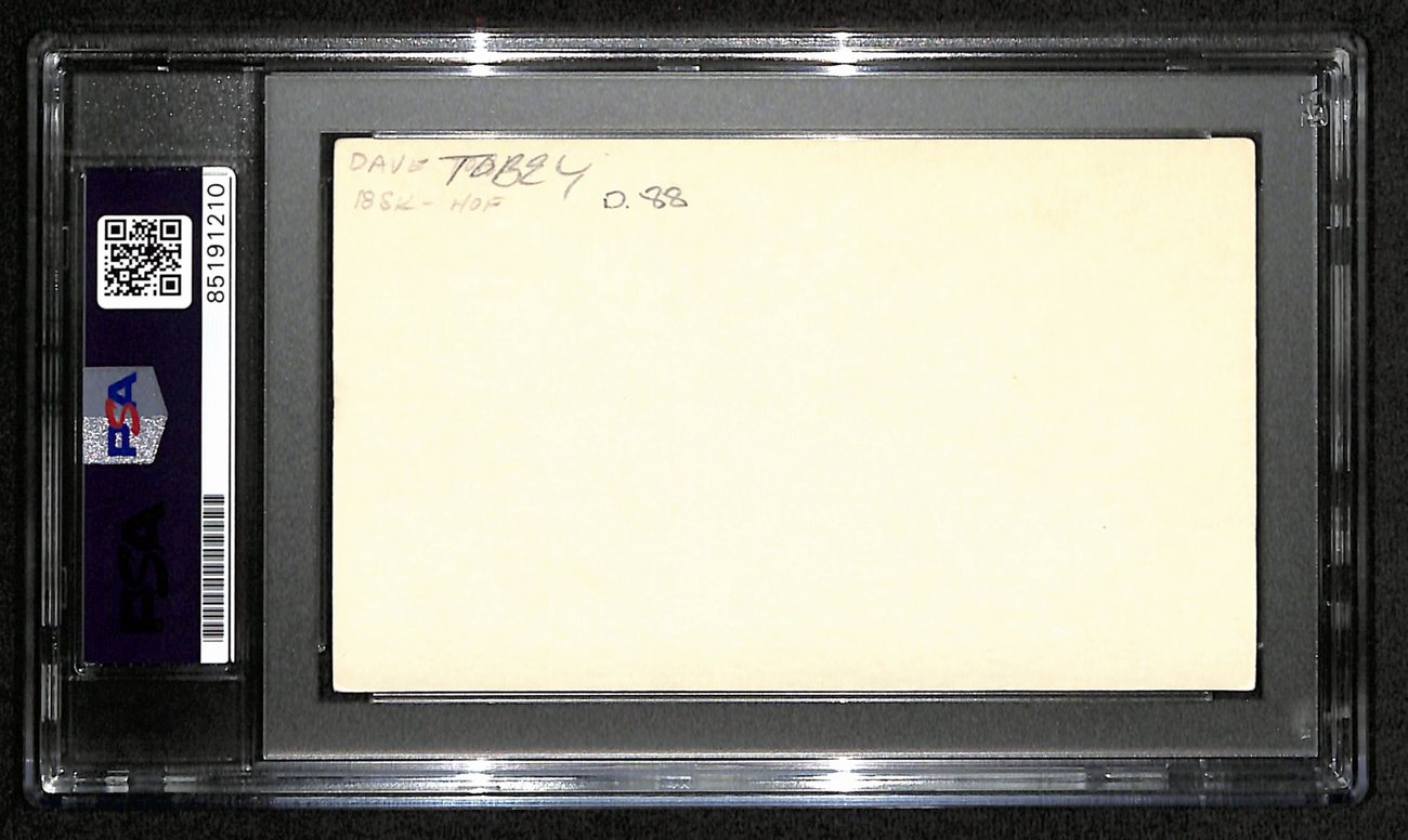 Dave Tobey HOF Signed/Auto 3x5 Index Card NBA Referree PSA/DNA 188559