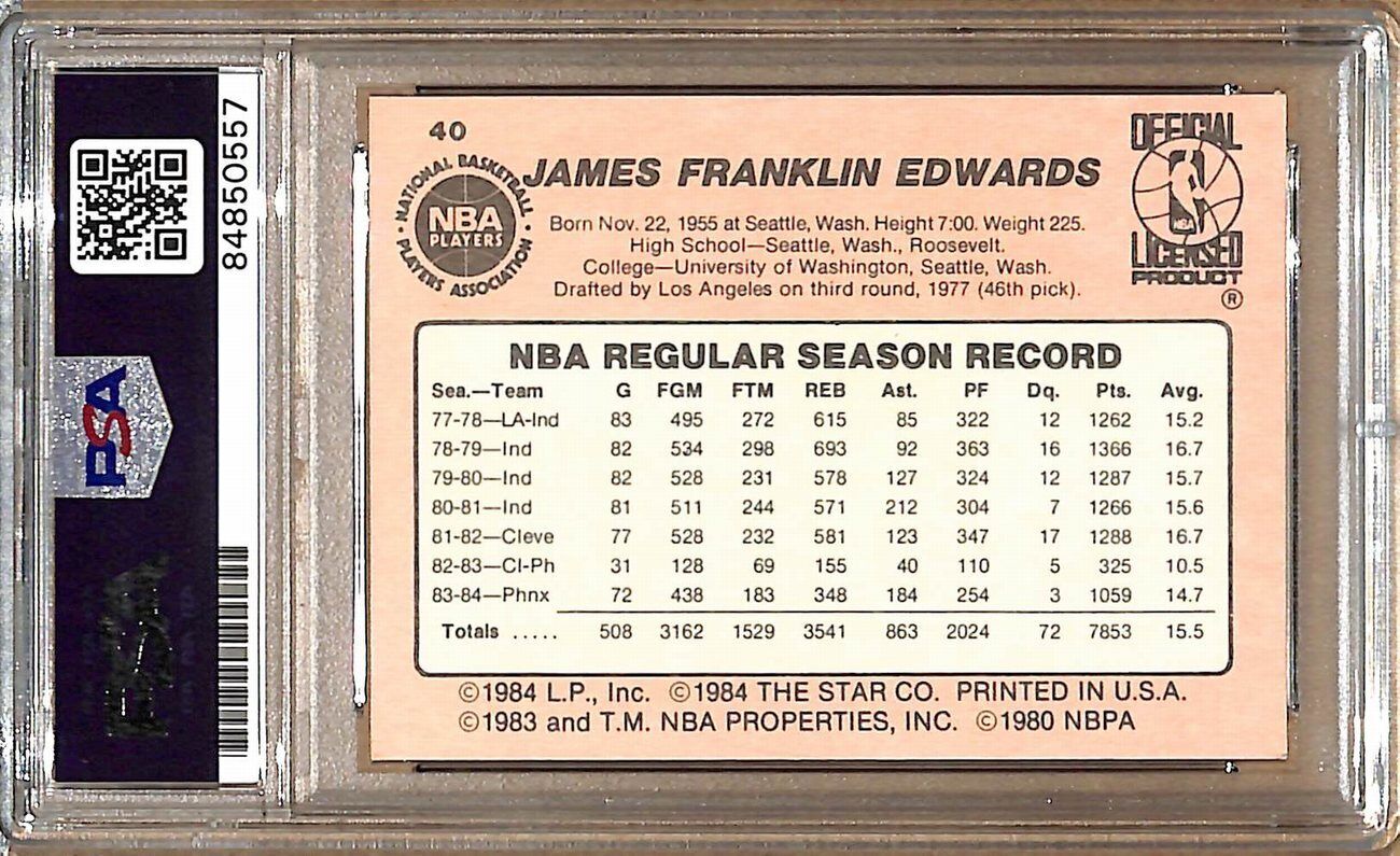 1984-85 Star Company #40 James Edwards Suns Signed/Auto Card PSA/DNA 178968