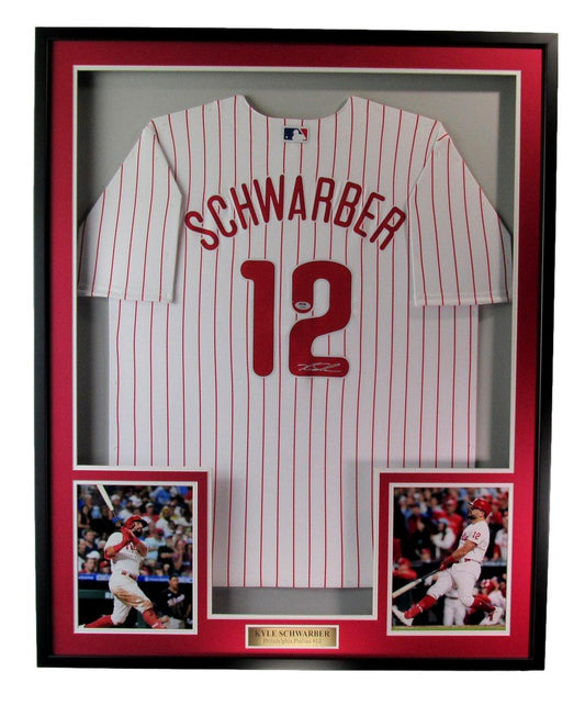 Kyle Schwarber Signed White Baseball Jersey Phillies Framed PSA/DNA 185348