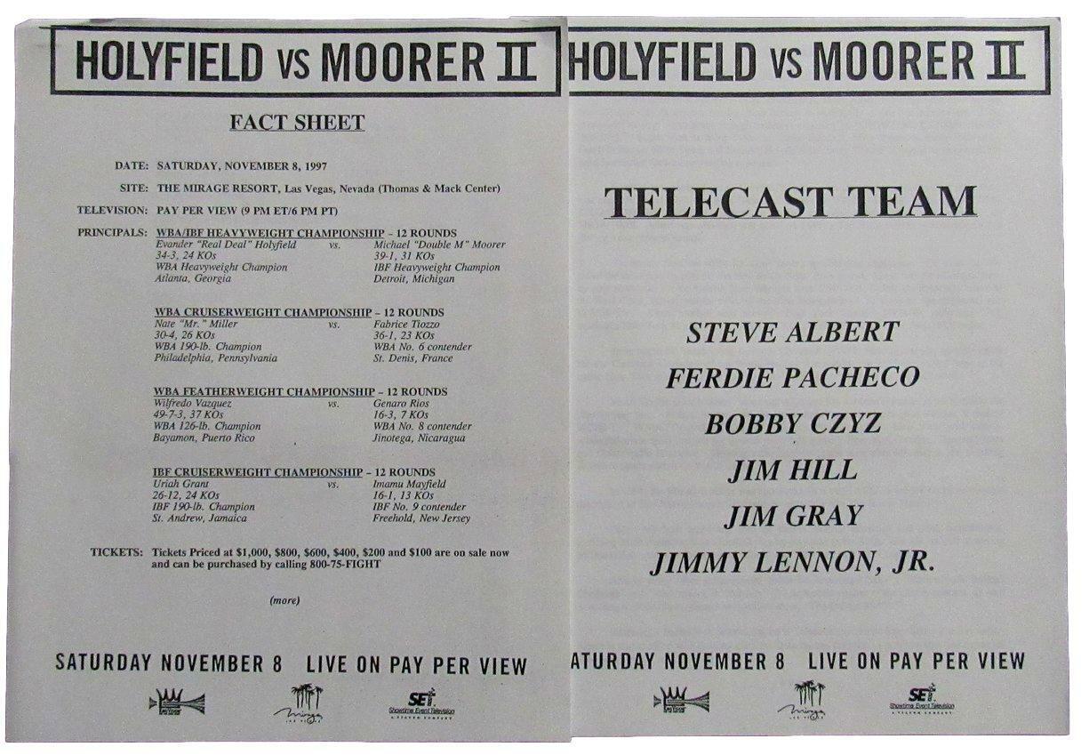 1997 World Heavyweight Championship Holyfield vs. Moorer II Press Kit 167449