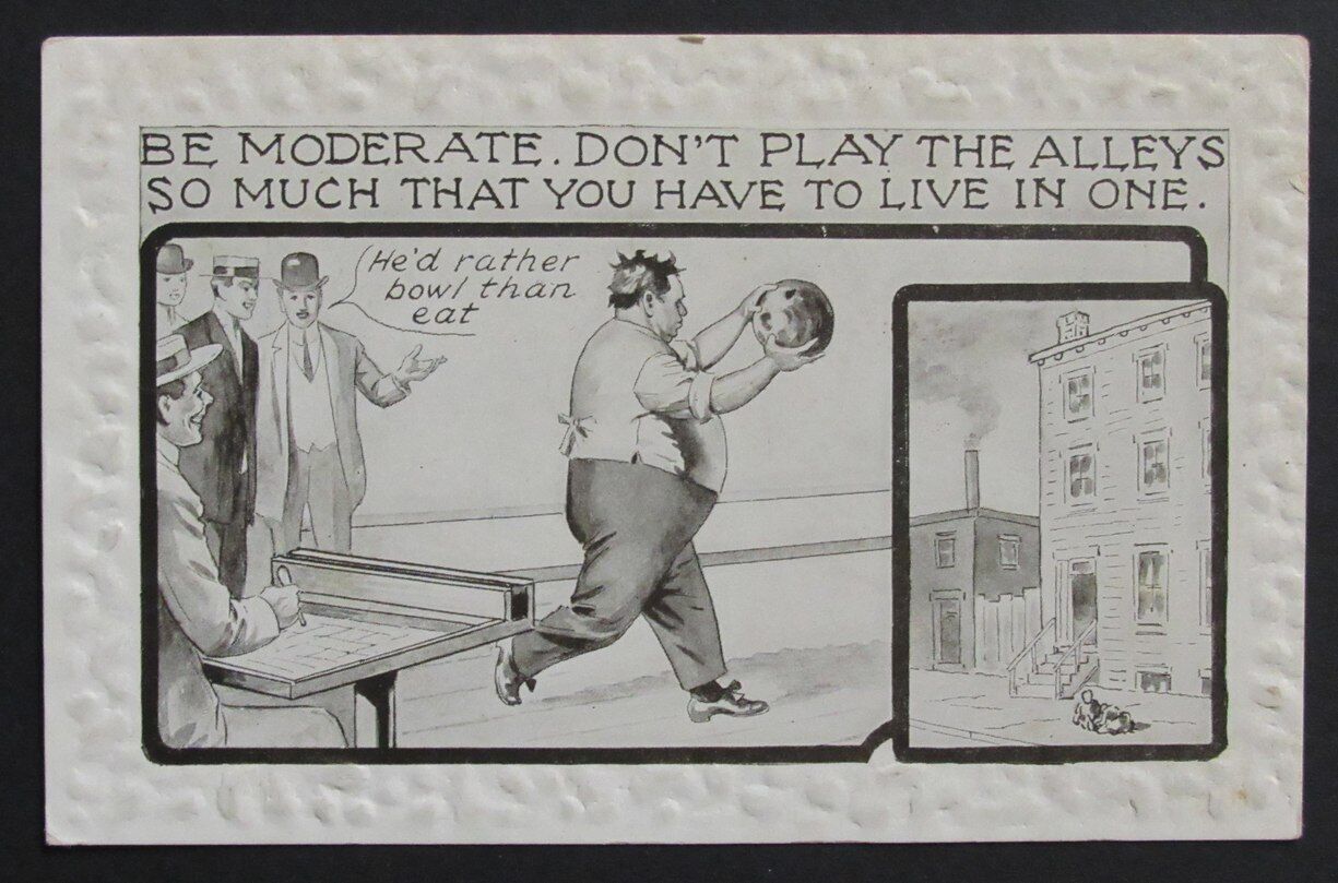 Vintage Bowling Theme Postcard