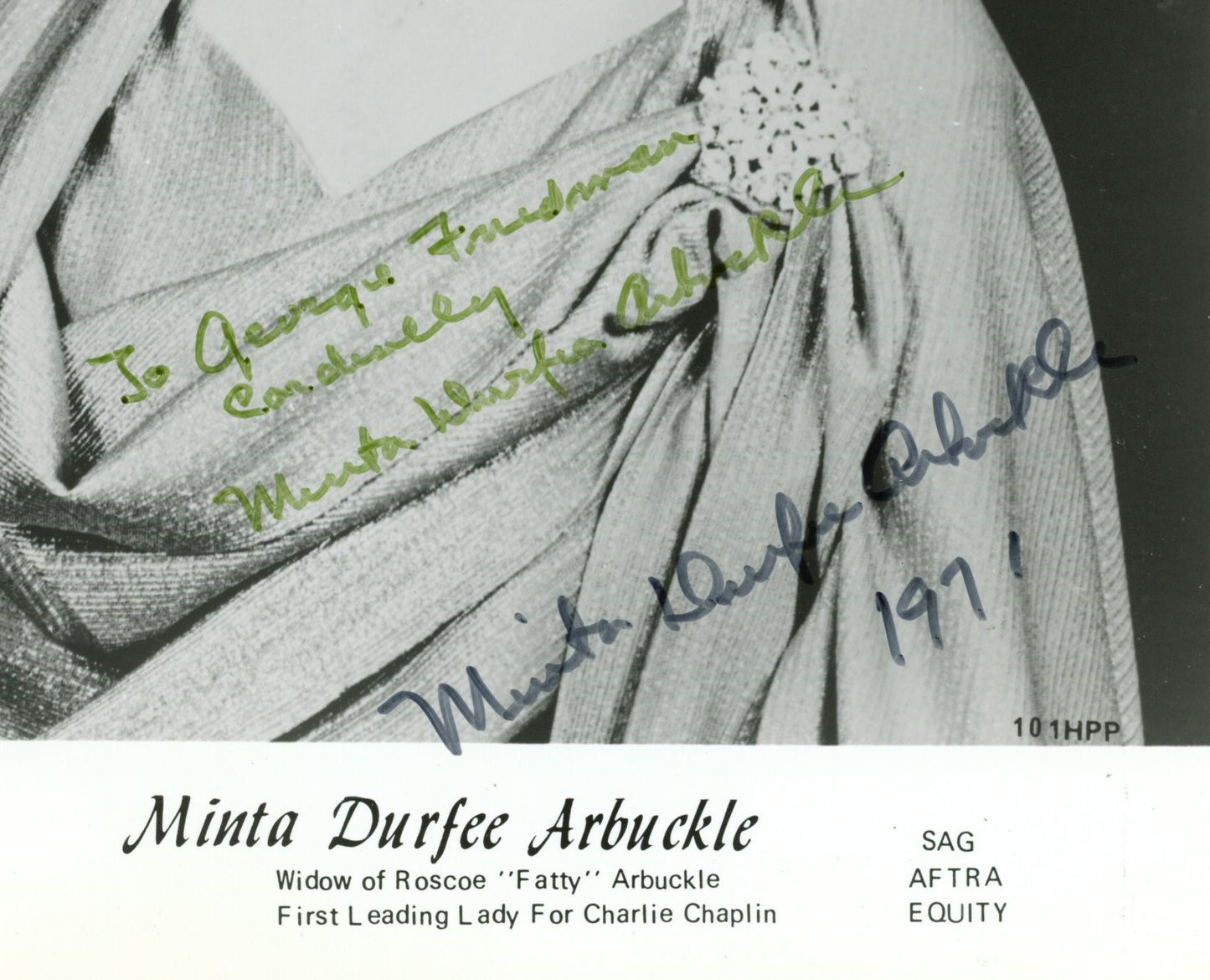 Minta Arbuckle Signed/Inscribed 8x10 B/W Photo Actress PSA/DNA 192074